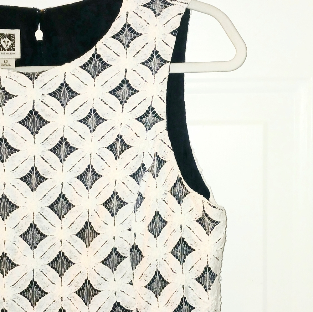 Anne Klein Women's Navy Blue And White Sleeveless Dress Size 12 - Picture 3 of 10